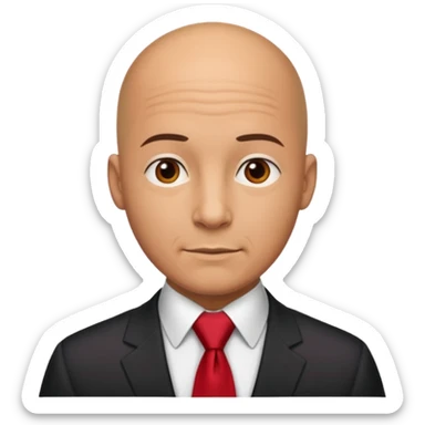 bald with red necktie sticker