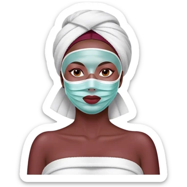 Lady with face mask spa beauty full face relaxing Burgundy sticker