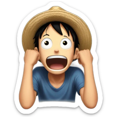 Shocked Luffy with his hands behind his head, his eyes wide open and his mouth wide open. sticker