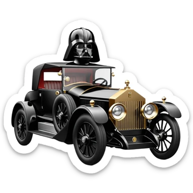 Ornate but stealth 1912 Darth Vader Rolls Royce sports coupe  sticker