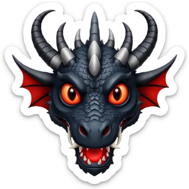 A black dragon with red brillants eyes, great black horns who say hi. sticker