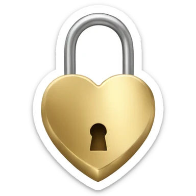 Gold heart shaped padlock sticker