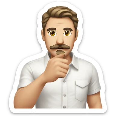 selfie with white shirt thick mustache with white cat sticker