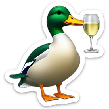 fancy mallard drinking a glas of white wine sticker