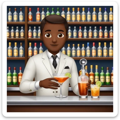 bartender mixing drinks, club backgroudn with bottles sticker