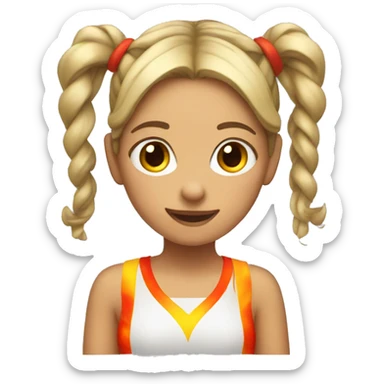 girl with flames for pigtails sticker