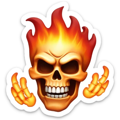 Flaming skull flipping the middle finger while smoking a cigar sticker
