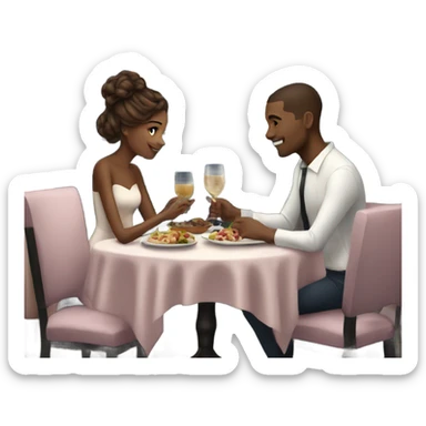 Romantic dinner date for beautiful stylish couple sticker