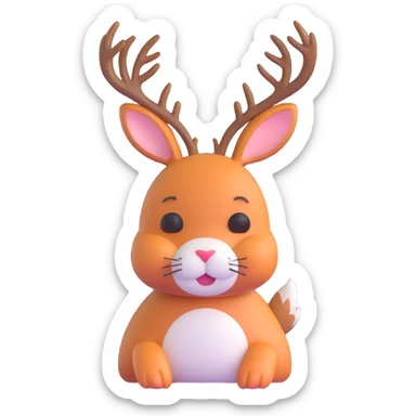 rabbit with deer antlers sticker