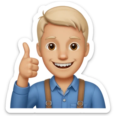 thumb up man with rabbit teeth sticker