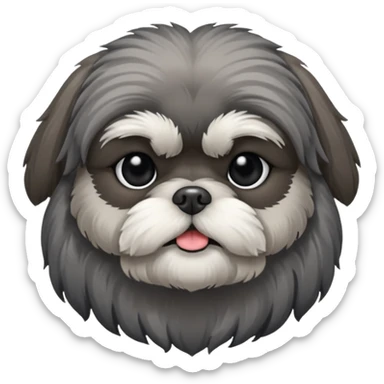 Small all dark grey shih tzu sticker