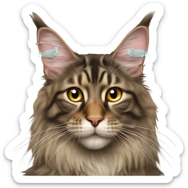 Maine Coon with a stupid face and butterfly on his mouth  sticker