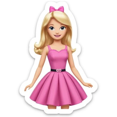 barbie wear pink dress sticker