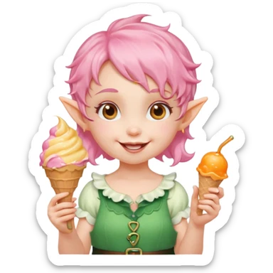 
baby girl elf in pink wavy short hair with orange ice cream




 sticker