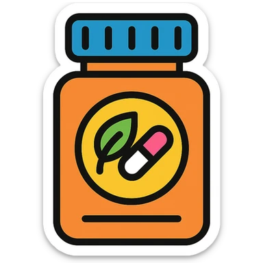 a colorful outlined icon of a dietary supplement sticker
