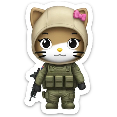 Hello Kitty con traje de cal of duty  sticker