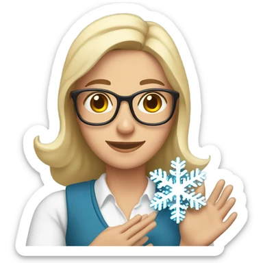Teacher holding a snowflake sticker