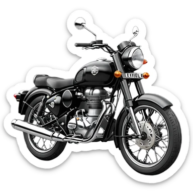 Royal Enfield classic reborn stealth Balck with number plate TN78F4252 sticker