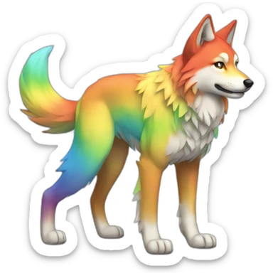 Rainbow Wolf Full Body sticker