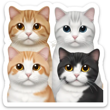 Scottish fold with other 2 cat, one ginger and one white black orange sticker