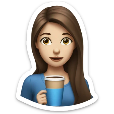 girl with brown hair and blue eyes sipping coffee sticker