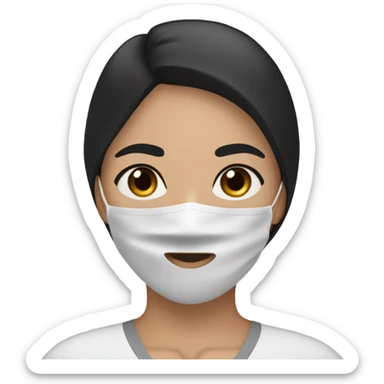 black hair woman with a skincare facemask on and brown eyes  sticker