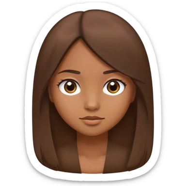 a girl with brown medium large hair straight, with rounded face and small eyes  sticker