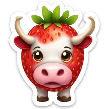 strawberry chubby cow sticker