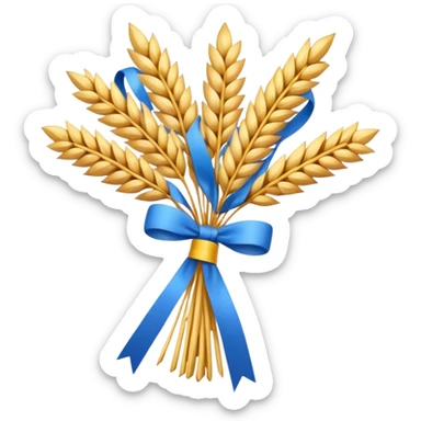 Emoji of a wheat sheaf tied with a ribbon, Ukrainian Christmas symbol, flat emoji style sticker