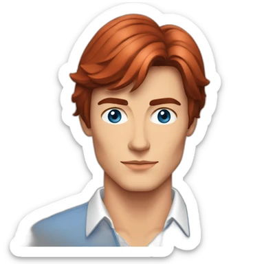 Alain Delon young university blue eyes short red hair sticker