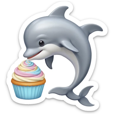make me a dolphin that is asking a cat with buttercream sticker
