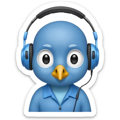blue kiwi bird ai agent with headphone sticker