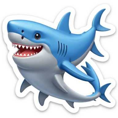 Un tiburón con zapatillas azules sticker