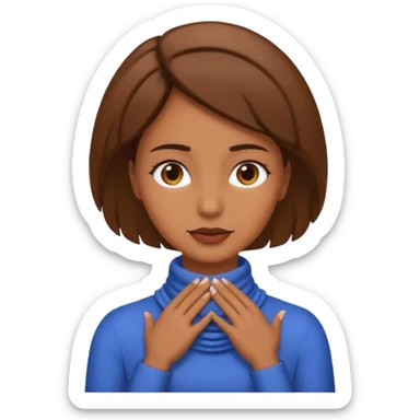a brownskin emoji woman with her hands around her neck sticker