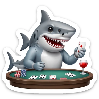 Shark playing poker sticker