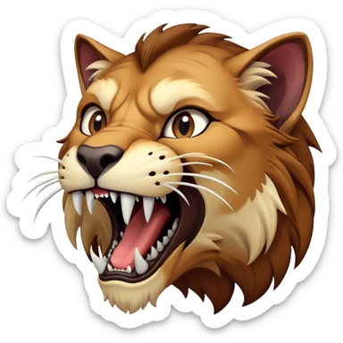 saber-toothed cat with extremely long, exaggerated canine teeth extending far beyond the jaw sticker