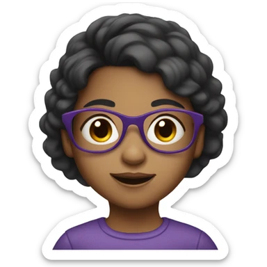 little girl in purple glasses and dark hair sticker