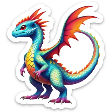 exotic tropical fantasy-creature-Fakémon-Pokémon, full body, with markings sticker