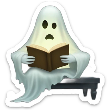 Ghost reading a book sticker