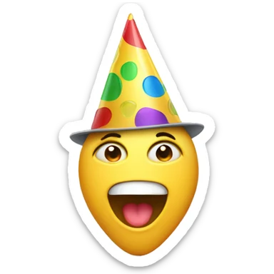 A face happy crying while wearing a party hat sticker