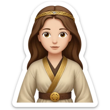 Jerusalem woman in historical attire, robe, belt, hair uncovered, no headscarf or religious symbols sticker