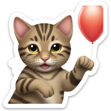 Tabby cat holding water balloons but its nails popped it sticker