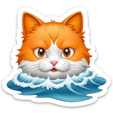 a bad kitty on the waves sticker