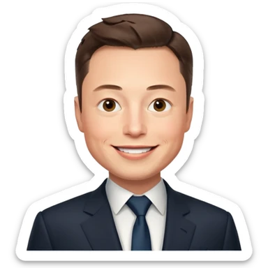 Elon Musk as an emoji, smiling with short hair sticker