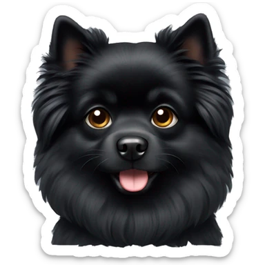 Black Pommeranian fluffy dog sticker