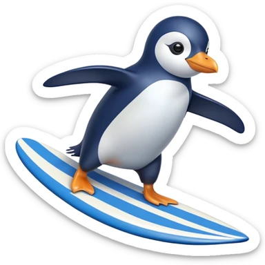 ￼ penguin riding a surfboard ￼ sticker