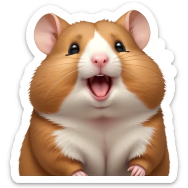 Cinematic Cute Yawning Brown Hamster Portrait Emoji, Head tilted slightly with a dramatic, wide-open yawn, showcasing a smooth, rich brown fur with tiny droopy ears, round dark eyes barely open in drowsy contentment, Simplified yet irresistibly adorable features, highly detailed, glowing with a soft, cozy glow, high shine, relaxed yet expressive, stylized with a touch of whimsy, bright and endearing, soft glowing outline, capturing the essence of a sleepy yet affectionate hamster, so drowsy it feels like it could stretch out of the screen and curl up for a nap! sticker