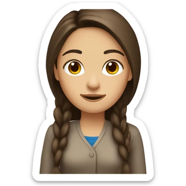 create an emoji of a brunette girl teaching with long brown hair sticker