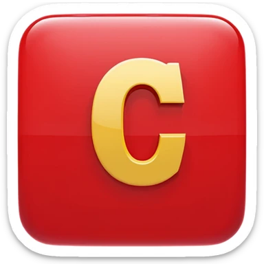 A bold white capital letter C inside a red rounded square, flat emoji design, shiny light reflection, in the same style as the 🅱️ emoji, transparent background, the letter C is large and centered sticker