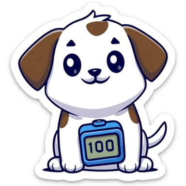 cute puppy holding a digital clock sticker